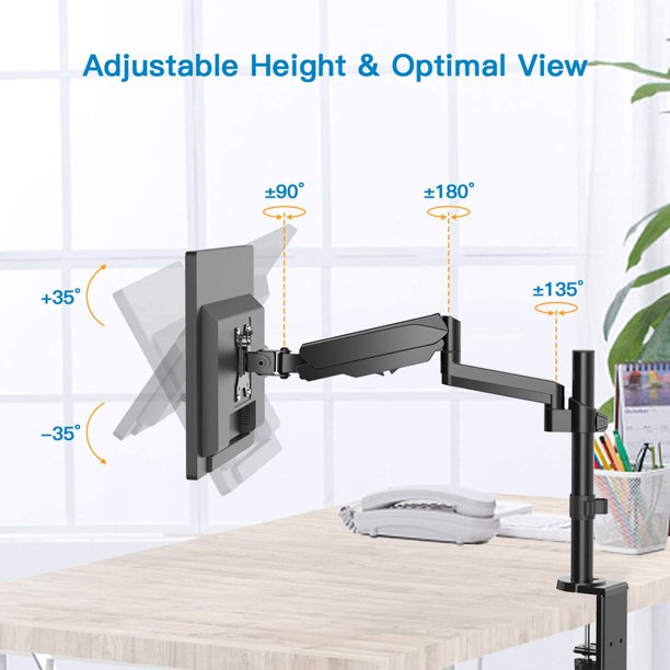 Myfurnideal Monitor Mount Stand for 32 Inch Screens Adjustable Single Arm Desk Mount with Clamp, Hold up to 17.6lbs - Walmart.com