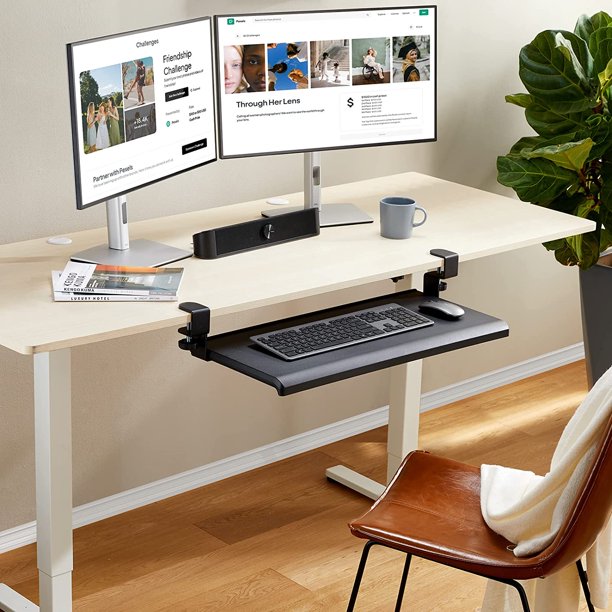 Keyboard Tray Under Desk with C Clamp 27 inch Keyboard Stand Slide Pull Out for Home or Office - Walmart.com