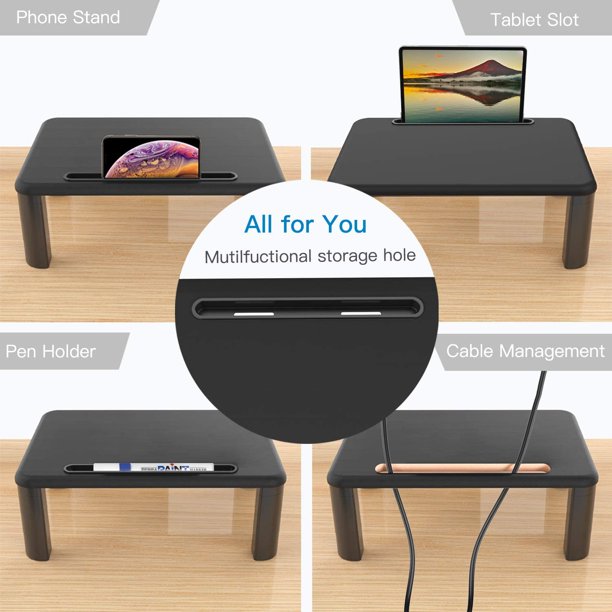Myfurnideal 4 Packs Monitor Stand Riser with Adjustable Height and Storage Organizer for Computer, Printer, Laptop, Desk - Walmart.com