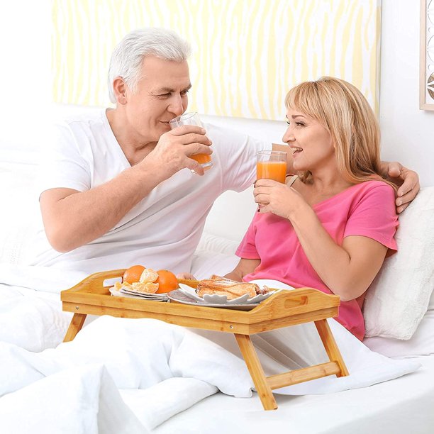 Foldable Bed Tray Table Bamboo Breakfast Tray Dinner Serving Tray for Sofa, Bed, Working, Eating, Reading - Walmart.com