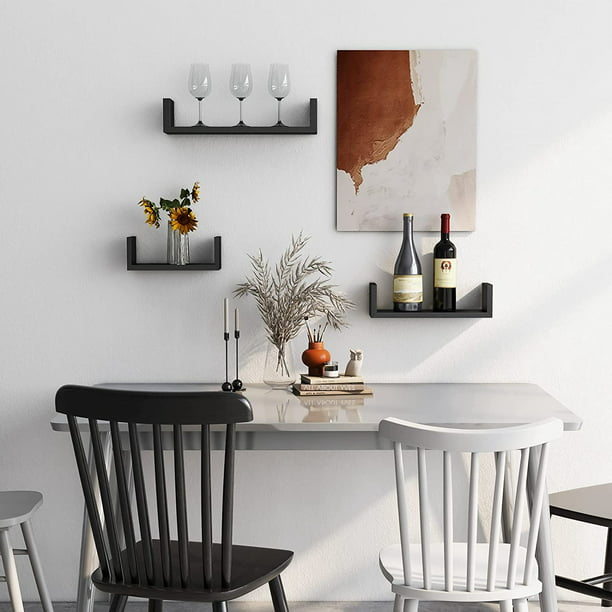 Myfurnideal 3 Sets Floating Shelves Wall Mounted U Shelf Black Storage Shelves for Bathroom, Bedroom, Living Room, Kitchen - Walmart.com