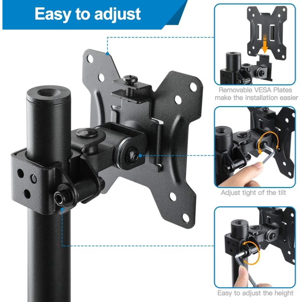 Single Monitor Stand Mount, Height Adjustable Stand Fits 13" to 32" Screen