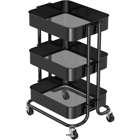 Myfurnideal 3-Tier Rolling Utility Cart Metal Storage Cart with Handle for Kitchen, Dining Room, Living Room, Hold up to 66lbs - Walmart.com
