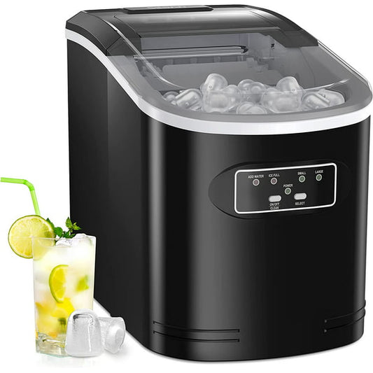 Portable Ice Makers Countertop, 9pcs/6min, 26lbs/24h, w/ 2 Sizes Bullet-Shaped Ice, Self-Cleaning, w/Scoop & Basket for Home, Kitchen, Office, Bar, Party, Black - Walmart.com