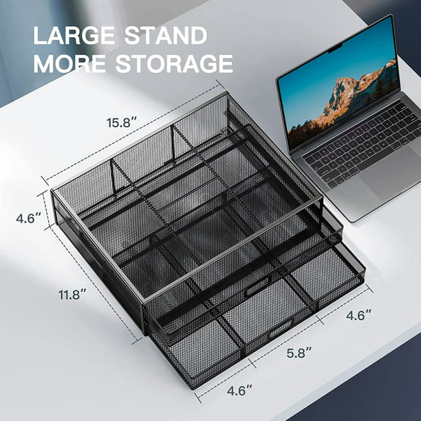 Myfurnideal Monitor Riser Stand with Drawer Mesh Metal Desk Organizer for PC, Laptop, Hold up to 33lbs - Walmart.com