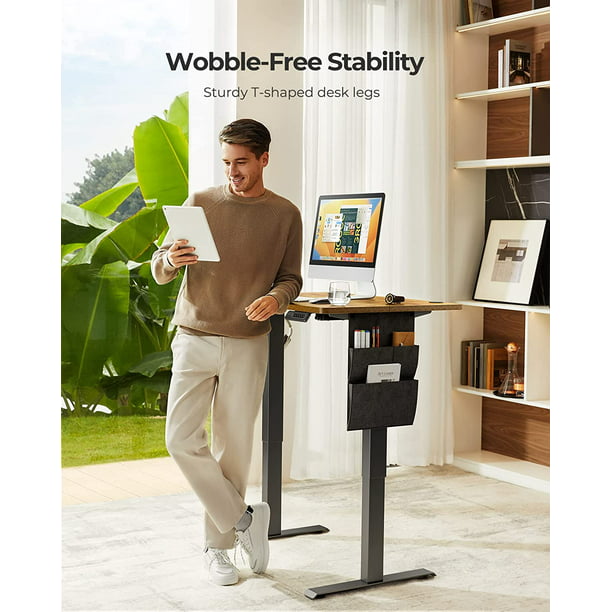 Electric Standing Desk with Storage Bag 40" x 24" Height Adjustable Computer Stand Up Table for Home Office, Rustic - Walmart.com