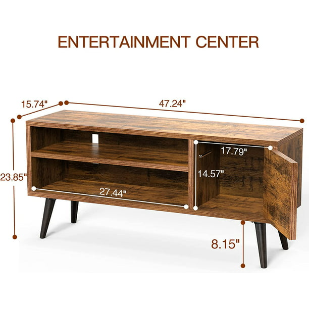 TV Console Table with Storage for 55 inch TV Retro Wood TV Stand & Entertainment Center for Living Room Bedroom - Walmart.com