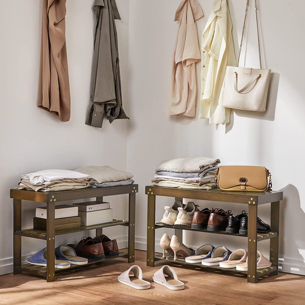 Myfurnideal Bamboo 3-Tier Shoe Rack Bench Sturdy Shoe Organizer for Entryway Bedroom Living Room Balcony, Hold up to 300lbs - Walmart.com