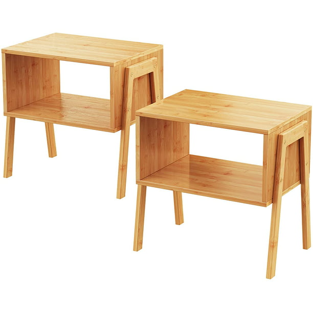 2-Pack Stackable End Tables Bamboo Nightstand with Storage Bedside Tables for Bedroom, Livingroom - Walmart.com