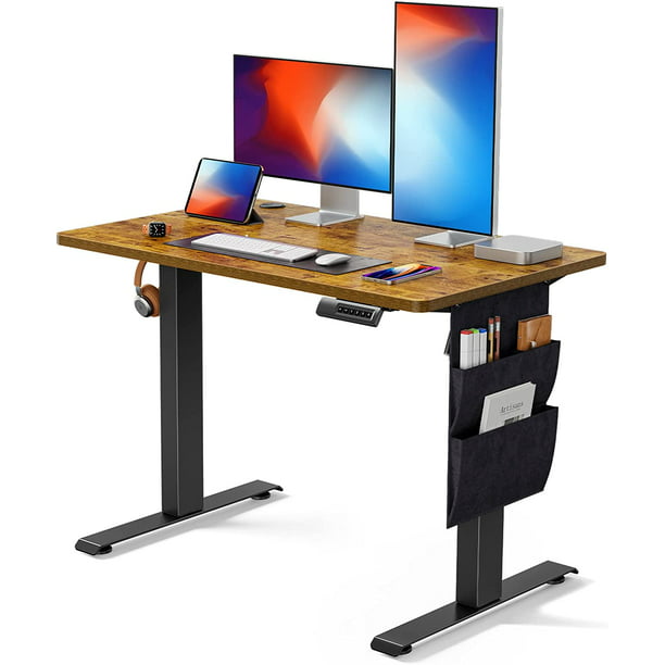 Electric Standing Desk with Storage Bag 40" x 24" Height Adjustable Computer Stand Up Table for Home Office, Rustic - Walmart.com