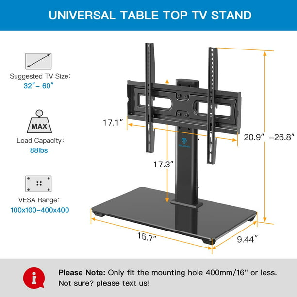 Universal TV Stand Table Top TV Base for 32 to 60 inch Flat Screen TVs Height Adjustable TV Mount Stand with Base, Holds up to 88lbs, Max 400x400mm - Walmart.com