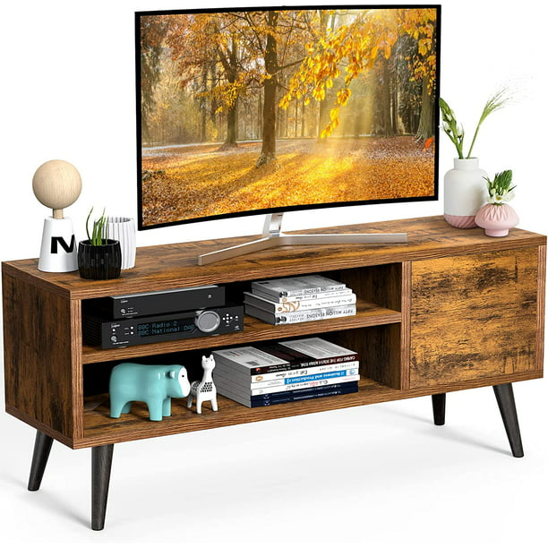 TV Console Table with Storage for 55 inch TV Retro Wood TV Stand & Entertainment Center for Living Room Bedroom - Walmart.com