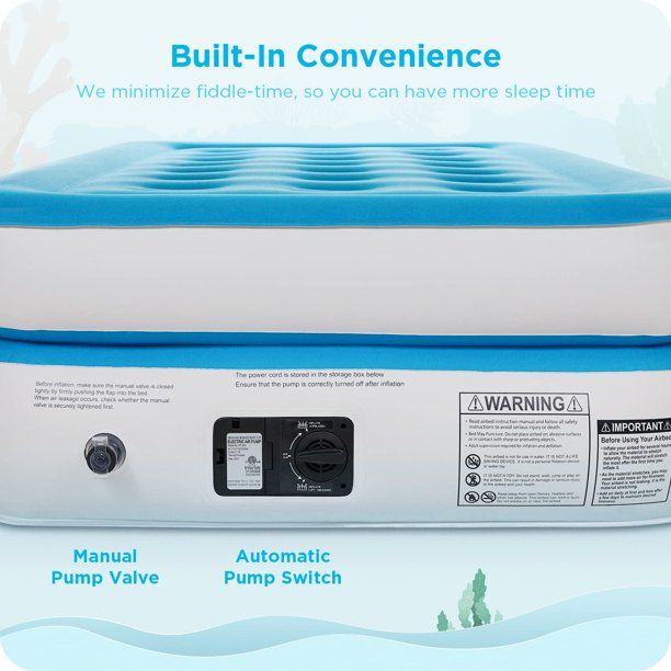 16" Twin Air Mattress with Built-in Pump and Carrying Bag, Blue - Walmart.com