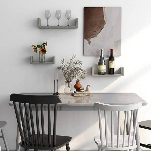 Myfurnideal 3 Sets Floating Shelves Wall Mounted U Shelf Grey Storage Shelves for Bathroom, Bedroom, Living Room, Kitchen - Walmart.com