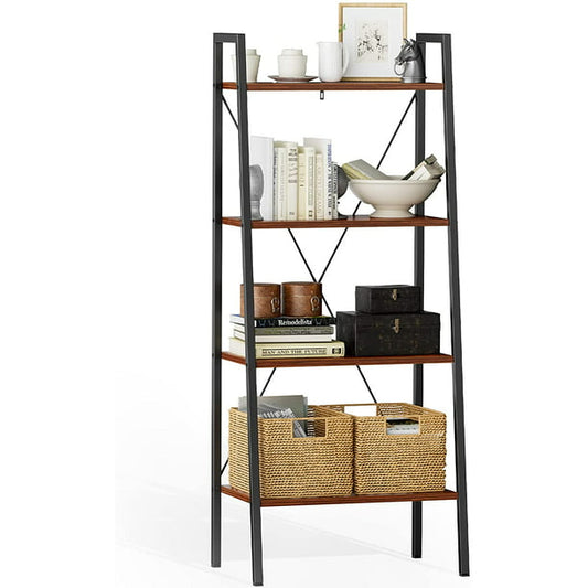 Myfurnideal 4-Tier Ladder Shelf Industrial Storage Bookshelf Standing Bookcase for Living Room, Bedroom, Kitchen, Bathroom, Balcony - Walmart.com