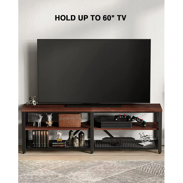 Myfurnideal TV Stand for 60" TV 3-Tier Media Console Table with Storage for Living Room, Cherry - Walmart.com