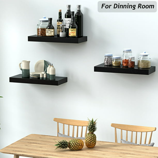 Myfurnideal 3 Packs Floating Shelves with Invisible Brackets Wall Mounted Shelves for Bedroom, Bathroom, Living Room, Kitchen - Walmart.com