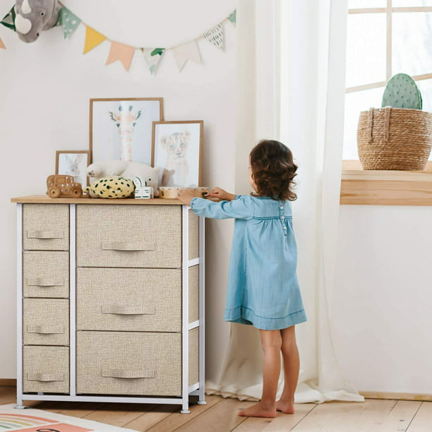 Myfurnideal Storage Tower with 7 Drawers Fabric Dresser Drawer with Steel Frame for Closet, Hallway, Entryway, Nursery Room - Walmart.com
