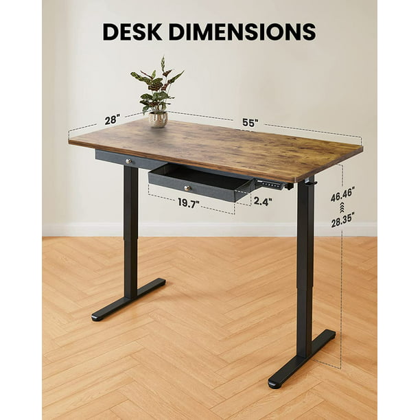 Electric Standing Desk with Drawer 55 x 28 Inches Height Adjustable Sit Stand up Desk Memory Computer Home Office Desk - Walmart.com