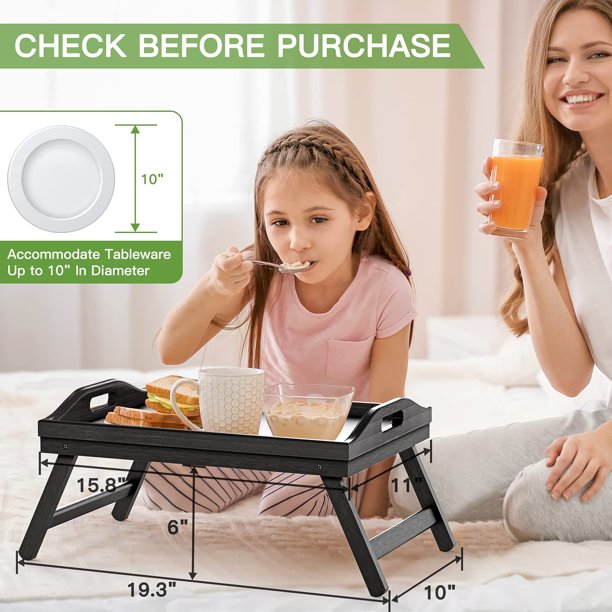 Myfurnideal Bamboo Bed Tray Table with Foldable Legs Laptop Desk Breakfast Tray for Sofa, Bed, Eating, Working - Walmart.com