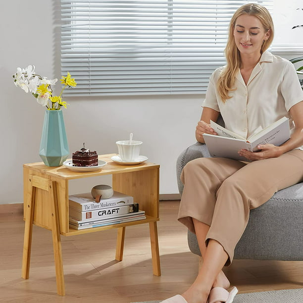 2-Pack Stackable End Tables Bamboo Nightstand with Storage Bedside Tables for Bedroom, Livingroom - Walmart.com