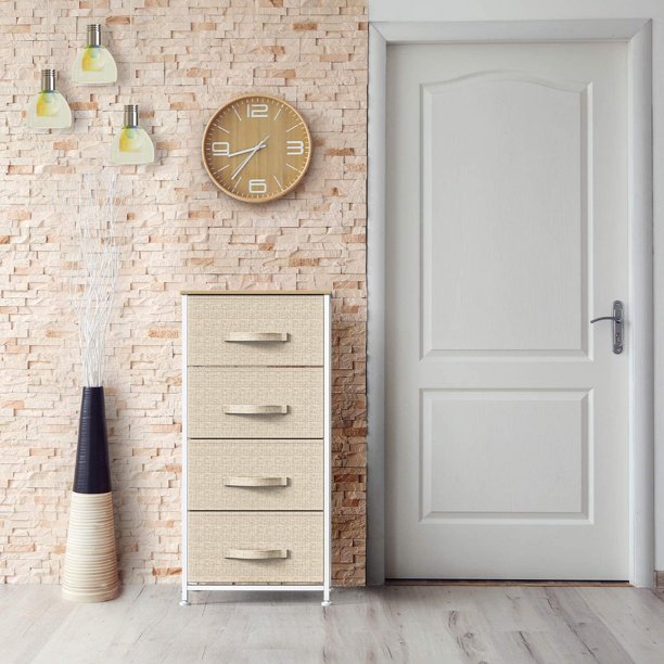 4 Drawer Dresser Fabric Storage Tower with Wood Top Organizer Unit for Closets Bedroom Nursery Room Hallway - Walmart.com