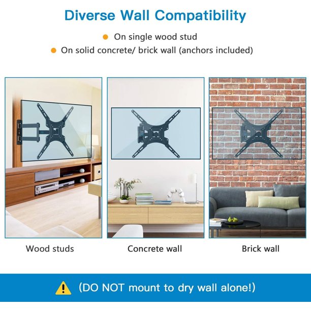 Myfurnideal Full Motion TV Wall Mount Bracket for Most 13-55 Inch LED LCD Flat Curved Screen TVs, Hold up to 66lbs