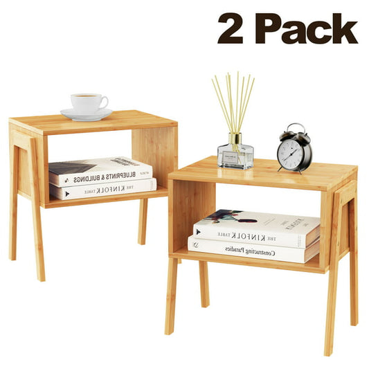 2-Pack Stackable End Tables Bamboo Nightstand with Storage Bedside Tables for Bedroom, Livingroom - Walmart.com
