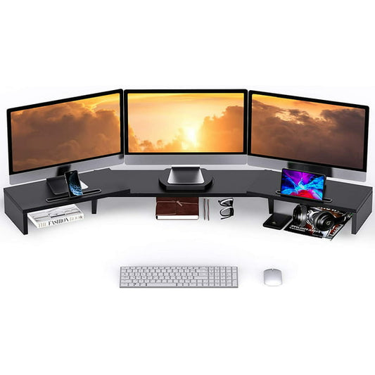 Triple Monitor Stand Riser with 2 Slots for Phone & Tablet Adjustable Computer Stand for Computer, Screen, Tablet, Printer - Walmart.com
