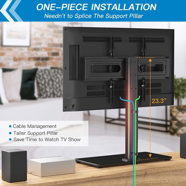 Myfurnideal Swivel Universal TV Stand Mount for 37 - 70 Inch TVs Height Adjustable Table Top TV Base with Tempered Glass Base, Holds up to 99 lbs, Max 600x400mm - Walmart.com