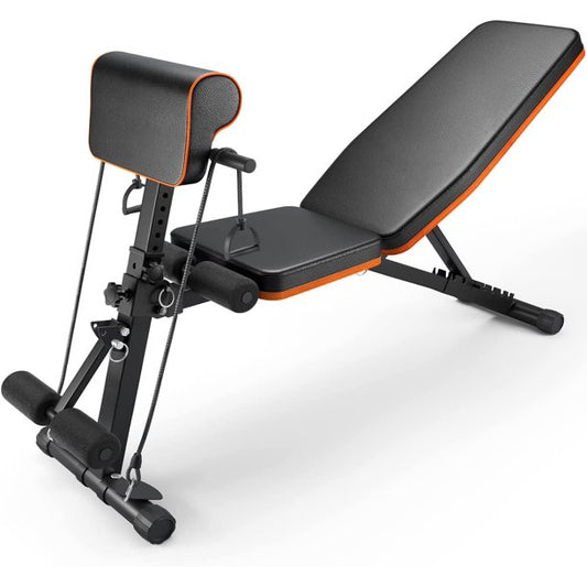 Adjustable Weight Bench with 772lbs Weight Capacity Foldable All-in-One Workout Bench with Two Exercise Bands for Home Gym - Walmart.com