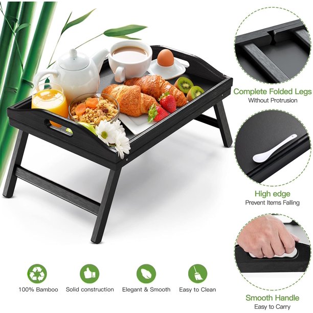 Myfurnideal Bamboo Bed Tray Table with Foldable Legs Laptop Desk Breakfast Tray for Sofa, Bed, Eating, Working - Walmart.com