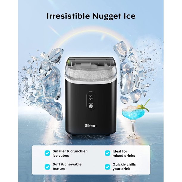 Nugget Ice Makers Portable Countertop, 33lbs/24H, Self-Cleaning, w/Scoop & Basket for Home, Kitchen, Office, Bar, Party, Black - Walmart.com