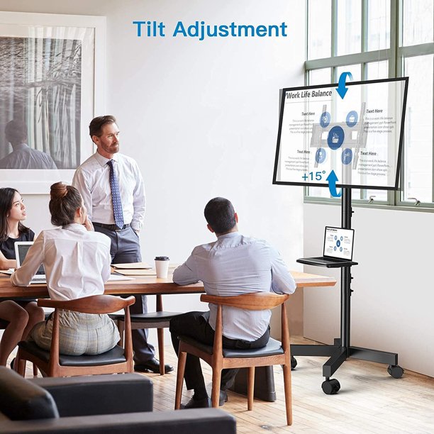 Mobile TV Stand for 23-60 Inch Screen TVs Tilt TV Cart with Shelf for Home Office, Holds up to 88Lbs, Max 400x400 mm - Walmart.com