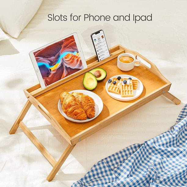 Bamboo Bed Tray Table with Foldable Legs 21.7 x 14 inches Large Portable Breakfast Tray for Sofa, Bed, Working, Eating, Reading - Walmart.com