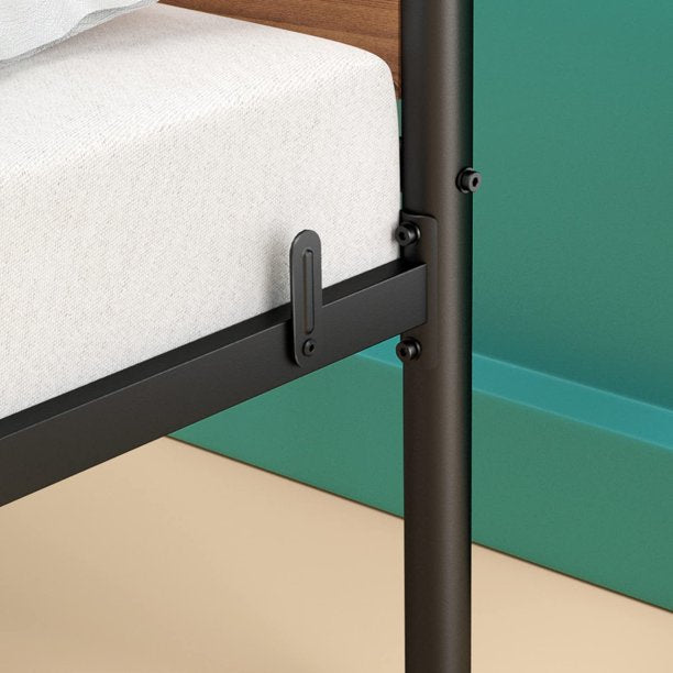 Queen Size Metal Bed Frame No Box Spring Needed Platform Bed Frame with Sturdy Wood Headboard and Footboard, Black - Walmart.com