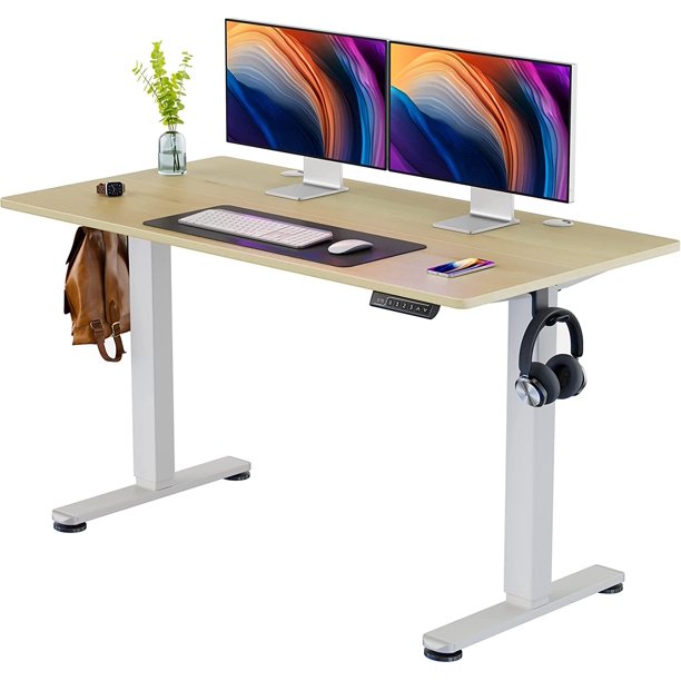 Electric Standing Desk 55 x 28 Inches Height Adjustable Sit Stand up Desk Memory Computer Home Office Desk, Natural - Walmart.com