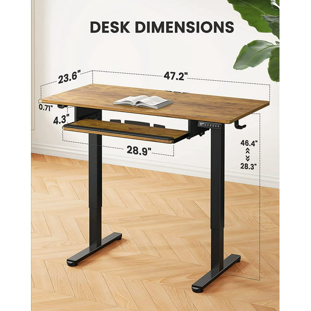Electric Standing Desk with Keyboard Tray 48 x 24 Inches Height Adjustable Sit Stand up Desk Memory Computer Home Office Desk - Walmart.com