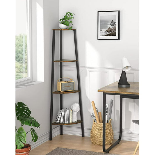 Myfurnideal 4 Tier Corner Shelf Standing Corner Display Rack for Bedroom, Living Room, Office, Kitchen, Rustic Brown - Walmart.com