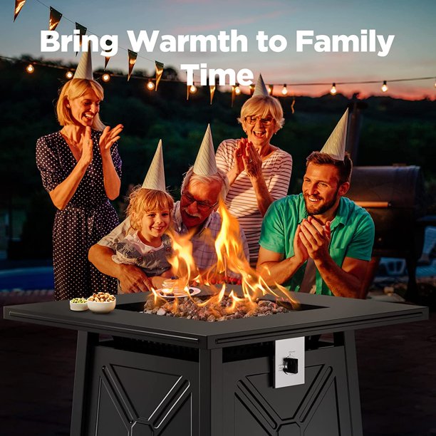 32" Gas Fire Pits Table 2 in 1 Propane Fire Pit W/ Lid and Lava Rock for Outside, 50,000 BTU, Black - Walmart.com