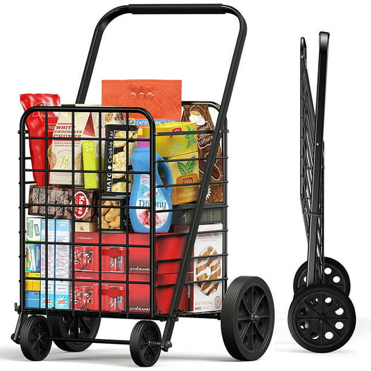 Myfurnideal Shopping Cart Folding Steel Rolling Laundry Basket with 176 lbs Large Capacity - Walmart.com