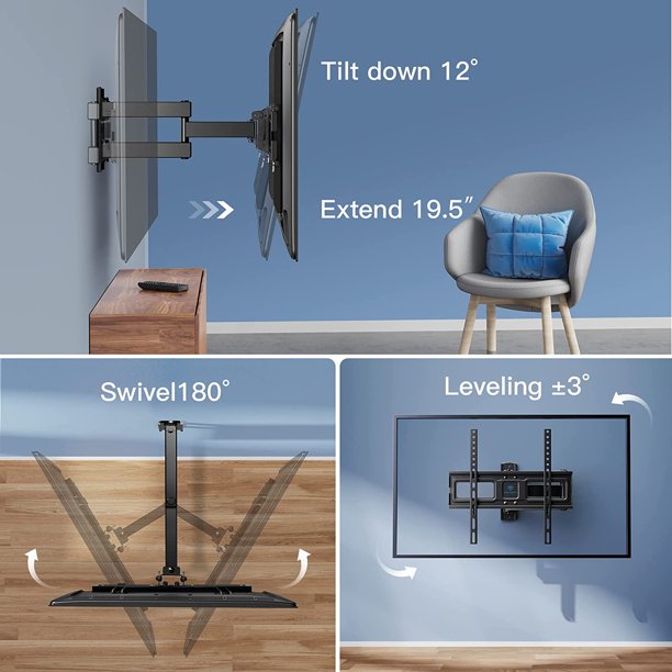 Myfurnideal TV Wall Mount for 32-55 inch Flat Curved Screen Full Motion TV Mount Bracket with Dual Articulating Arms, Hold up to 77lbs - Walmart.com