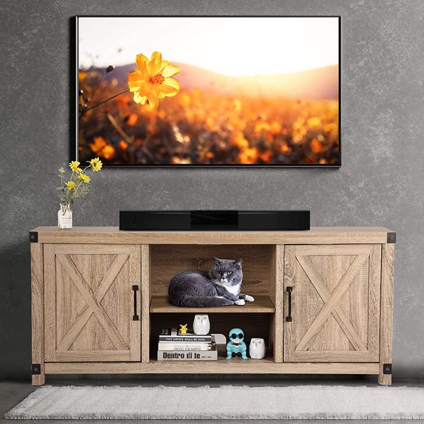 Console Cabinet for 65 Inch TVs with Media Shelves TV Stand Entertainment Center for Soundbar Barn Door TV Stand with Storage for Living Room - Walmart.com