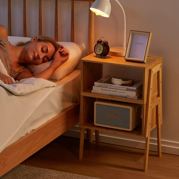 2-Pack Stackable End Tables Bamboo Nightstand with Storage Bedside Tables for Bedroom, Livingroom - Walmart.com