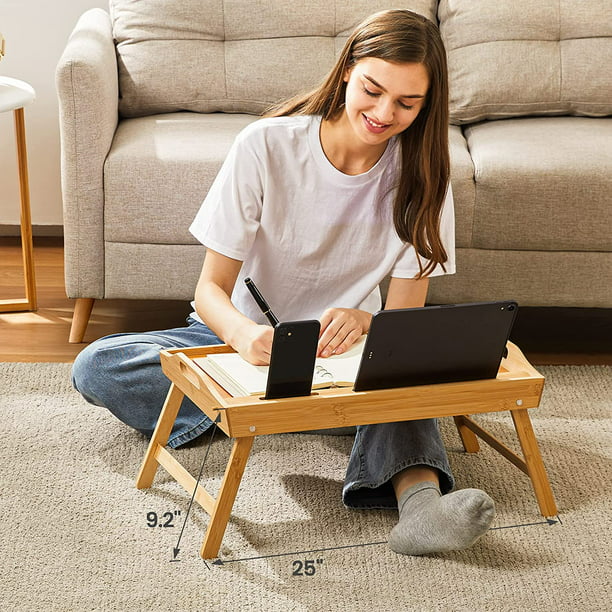Bamboo Bed Tray Table with Foldable Legs 21.7 x 14 inches Large Portable Breakfast Tray for Sofa, Bed, Working, Eating, Reading - Walmart.com