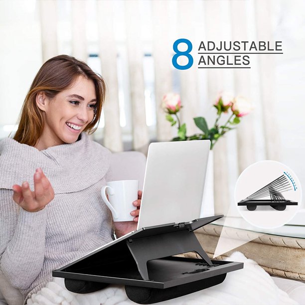 Adjustable Lap Desk with 8 Adjustable Angles and Dual Cushions Portable Laptop Stand for Home Office - Walmart.com