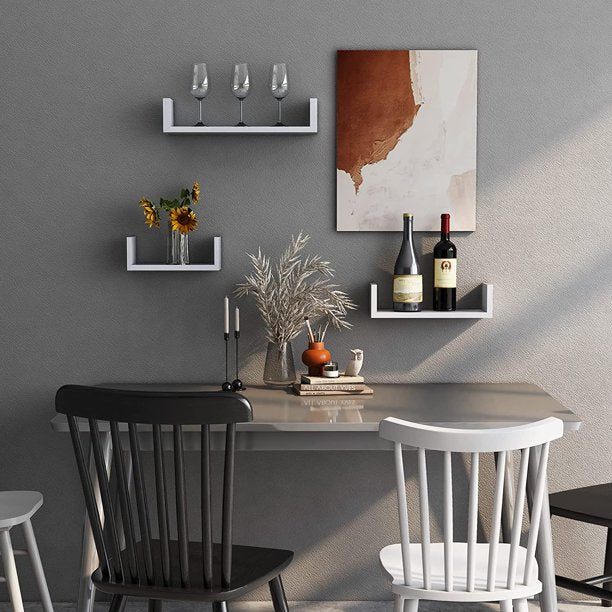 Myfurnideal 3 Sets Floating Shelves Wall Mounted U Shelf White Storage Shelves for Bathroom, Bedroom, Living Room, Kitchen - Walmart.com