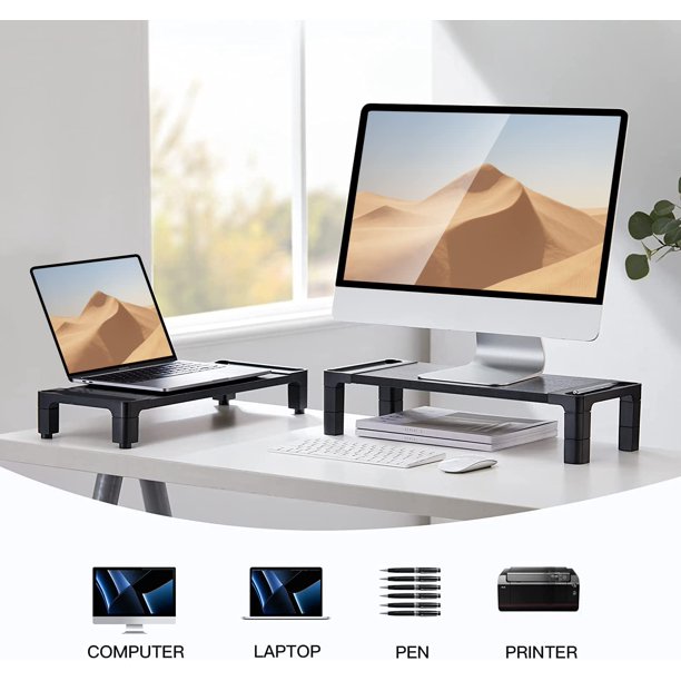 Monitor Stand Riser with Adjustable Height and 2 Platforms Ergonomic Computer Stand, Hold up to 44lbs - Walmart.com