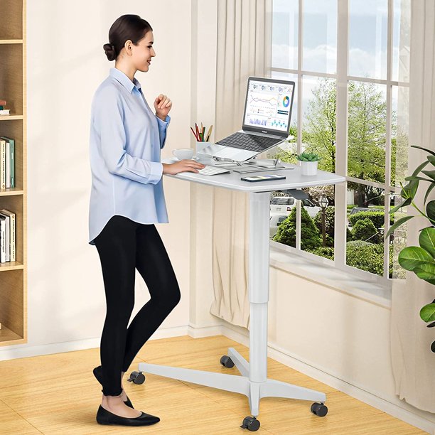 Myfurnideal Mobile Standing Desk Height Adjustable Rolling Desk Laptop Desk Cart Riser for Home, Office, School - Walmart.com