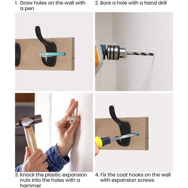Myfurnideal 2 Packs Coat Rack Wall Mount Hooks Coat Hat Hanger for Wall Organized and Storage in Living Room, Bedroom, Light Brown - Walmart.com